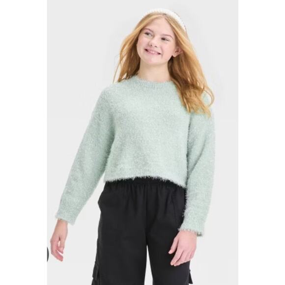 Girls' Fuzzy Sweater - Art Class Green Medium Sparkles New With Tags - Picture 1 of 1